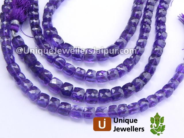 Amethyst Faceted Cube Beads